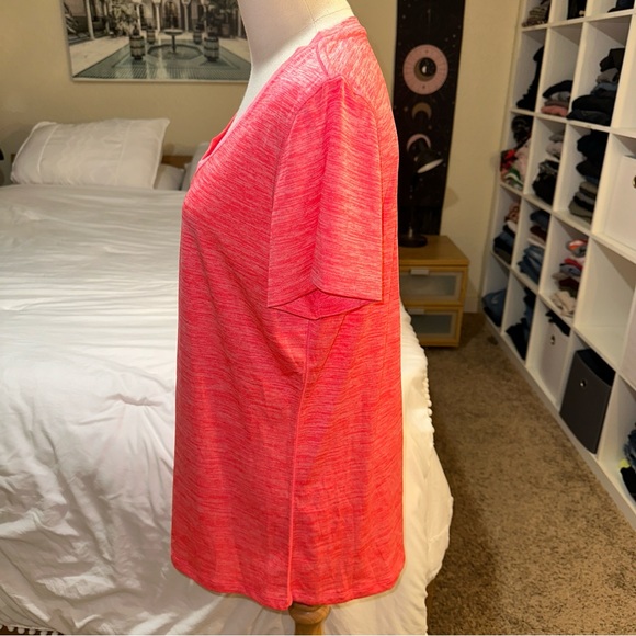 Pro Player | V Neck Short Sleeved Workout Gym Tee Heathered Coral Neon - Picture 2 of 10